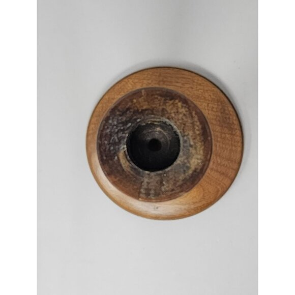 Handcrafted Wooden Candle Holder By Frank Gries Primitive Pedestal - Picture 5 of 8